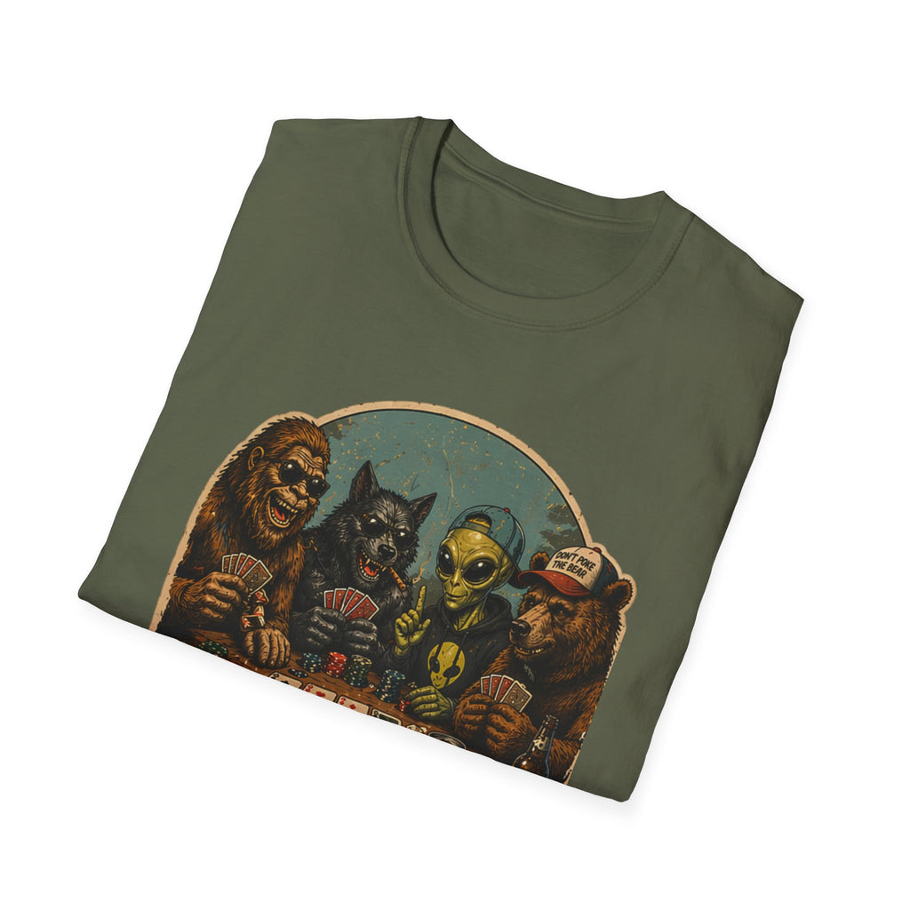 Poker Night - No Humans Allowed - Bigfoot and friends T-Shirt