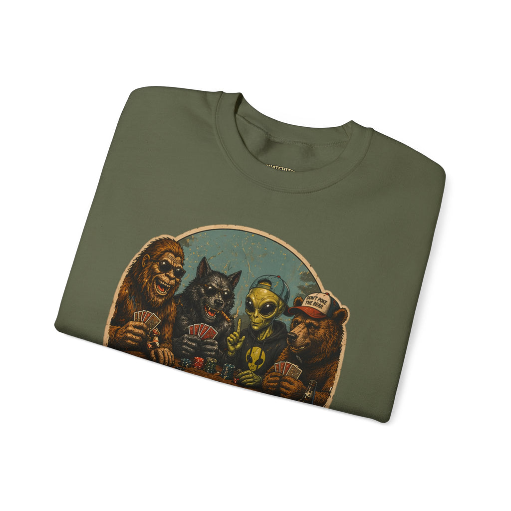 Squatchitis  Bigfoot poker Gang Crewneck Sweatshirt
