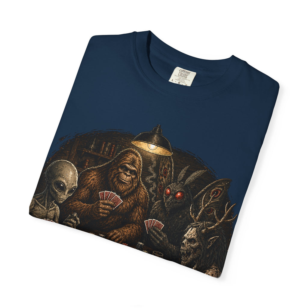 Cryptid Poker T-Shirt — Bigfoot & Legends Playing Cards
