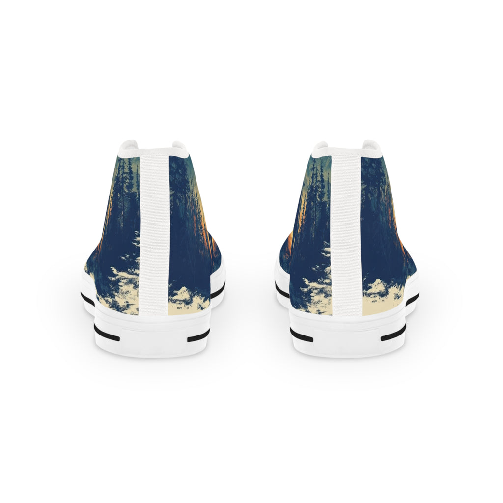Bigfoot Walking in the Woods at Sunset Men's High Top Sneakers
