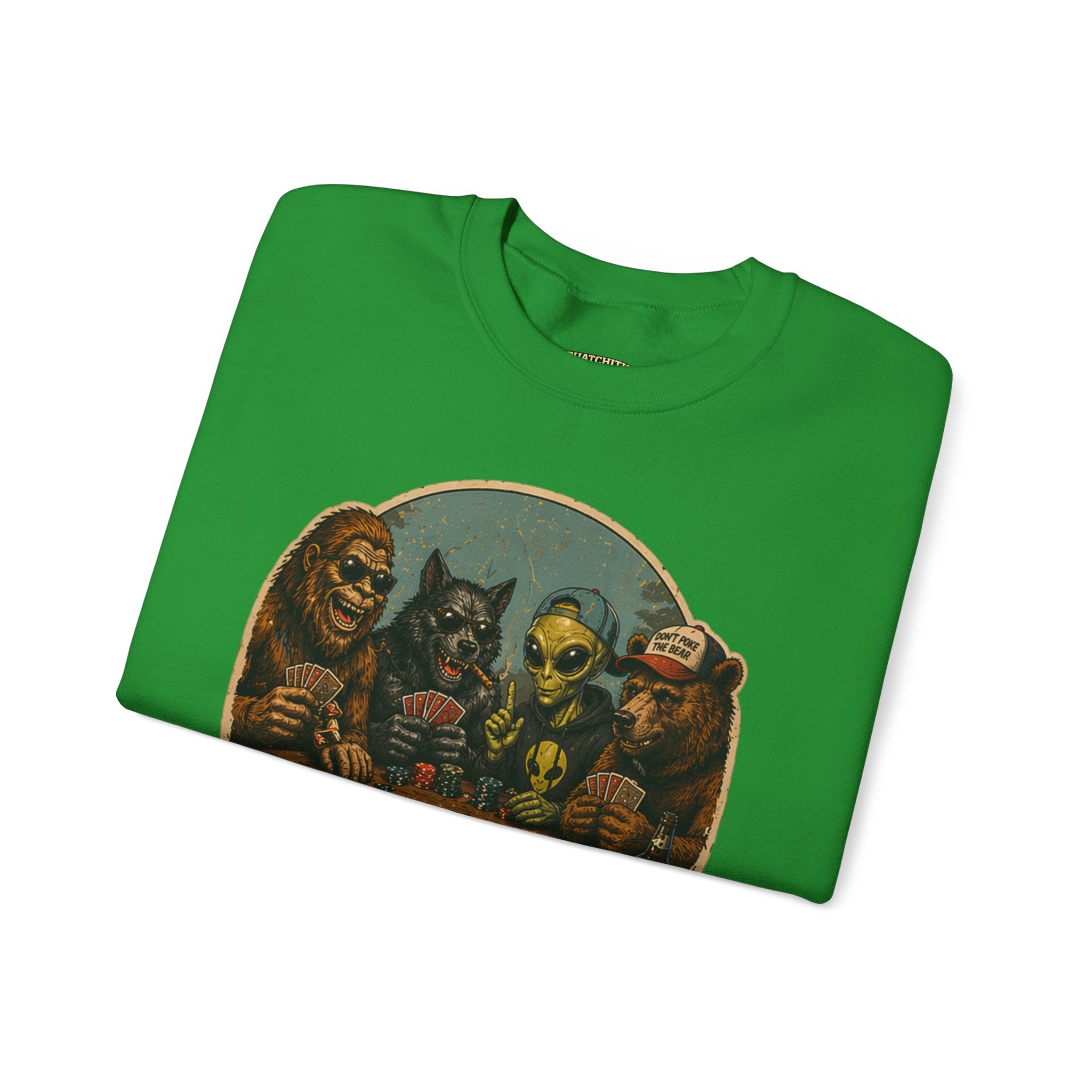 Squatchitis  Bigfoot poker Gang Crewneck Sweatshirt