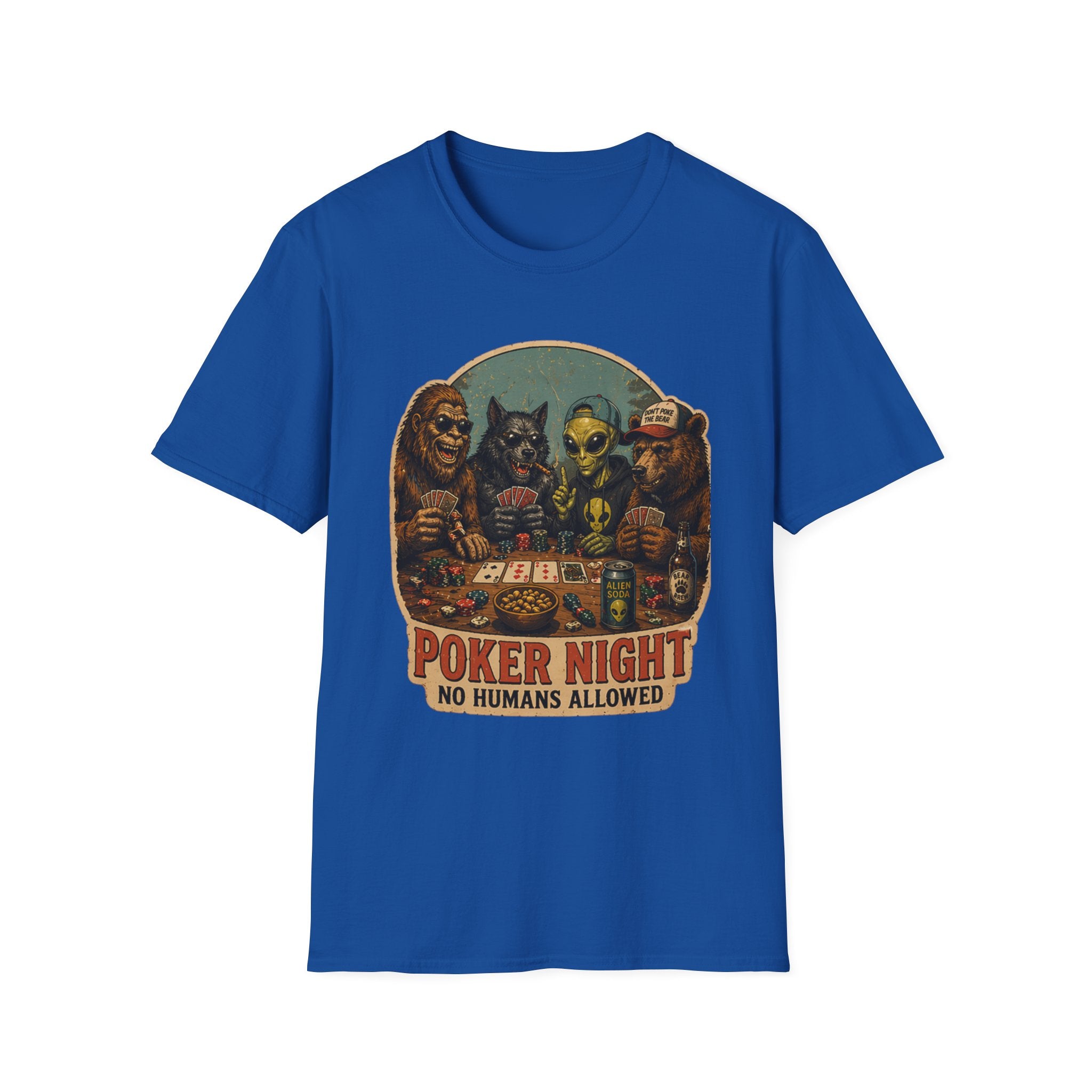 Poker Night - No Humans Allowed - Bigfoot and friends T-Shirt