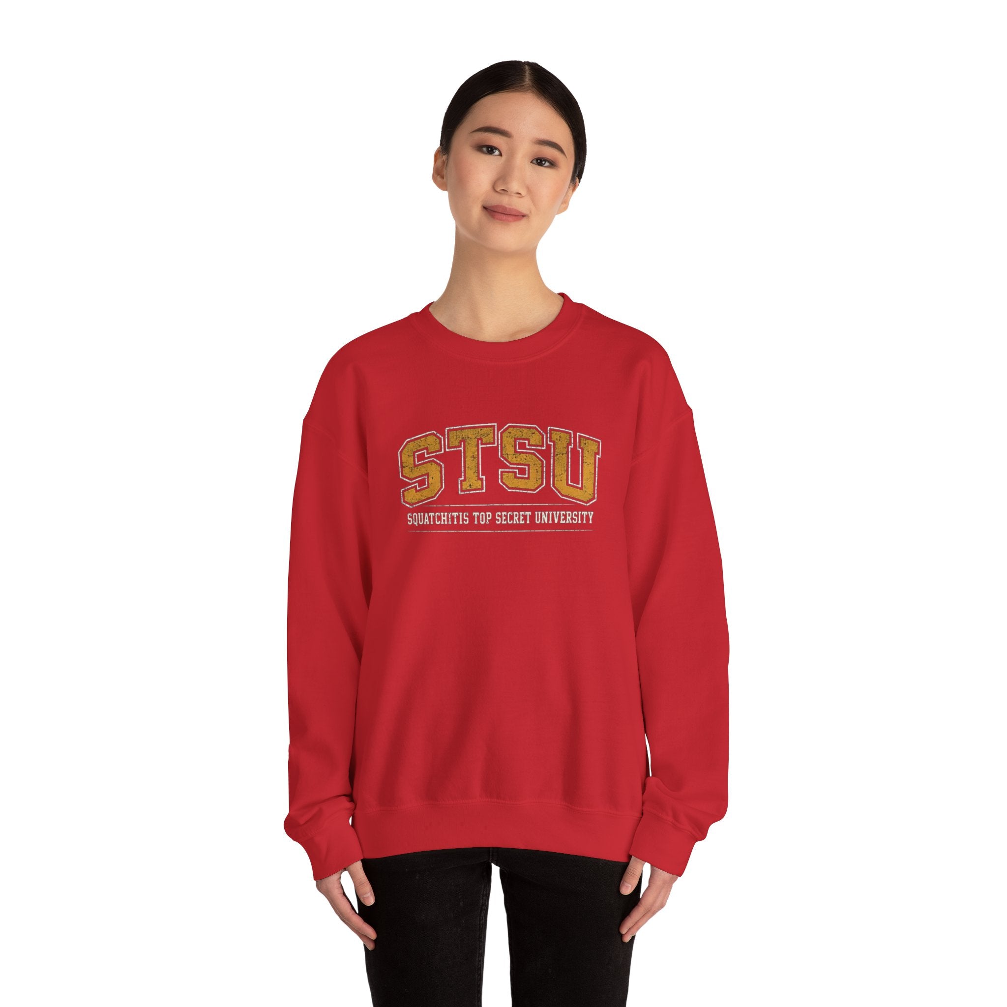 STSU Squatchitis Top Secret University Bigfoot Crewneck Sweatshirt
