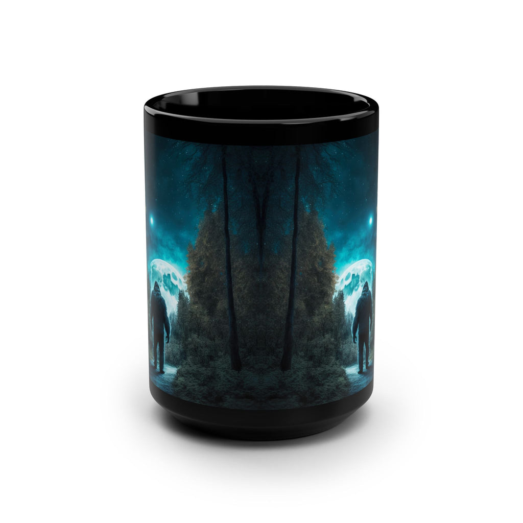 Bigfoot Moonlite Forest Mug | 15oz Black Ceramic