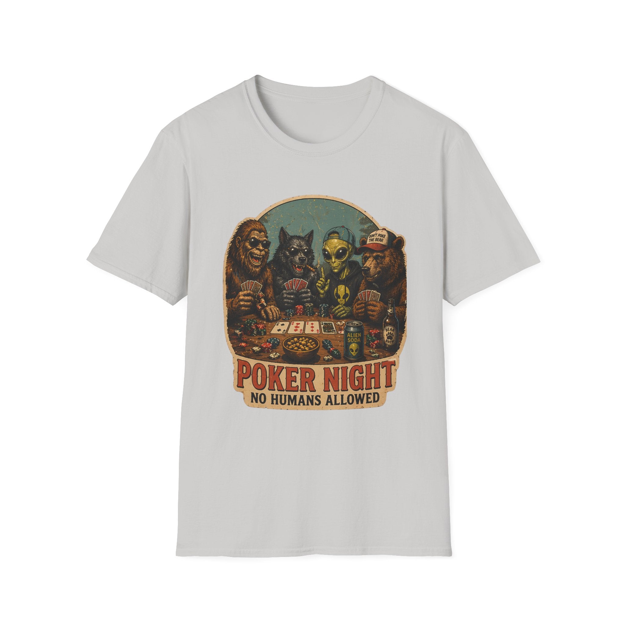 Poker Night - No Humans Allowed - Bigfoot and friends T-Shirt