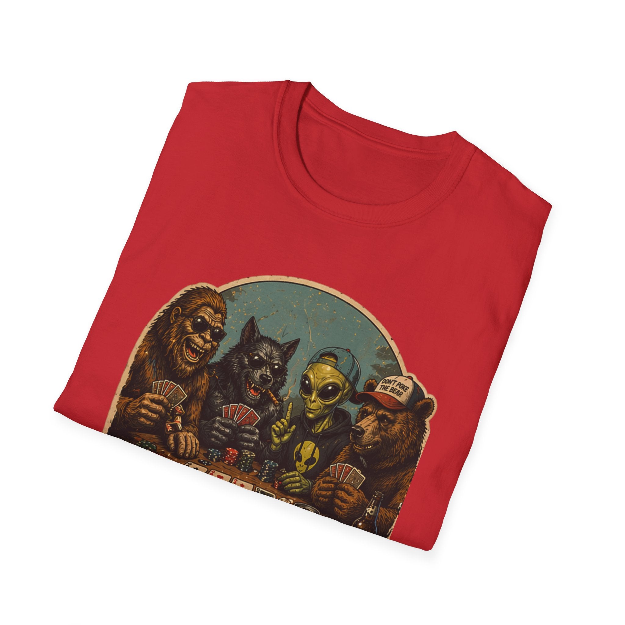 Poker Night - No Humans Allowed - Bigfoot and friends T-Shirt