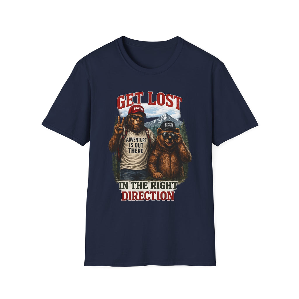 Lost in the Right Direction Bigfoot with Bear Buddy T-Shirt