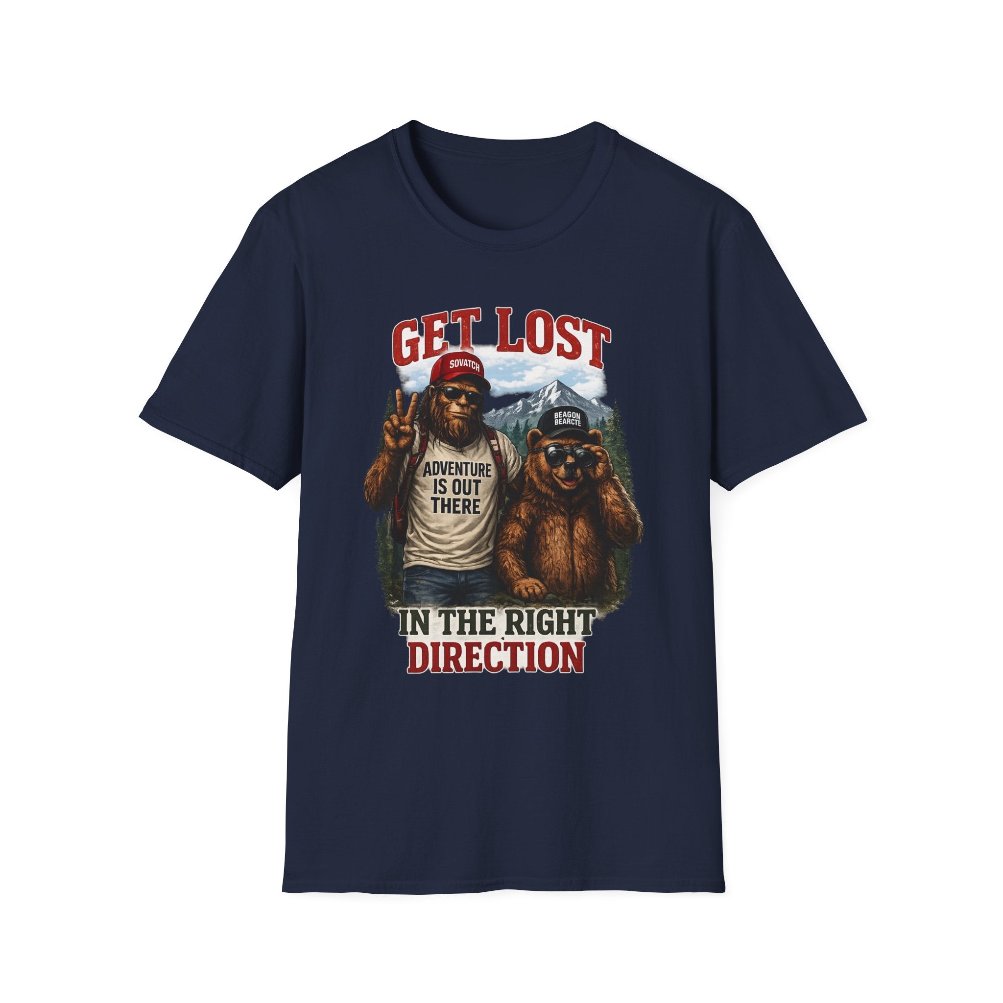 Lost in the Right Direction Bigfoot with Bear Buddy T-Shirt
