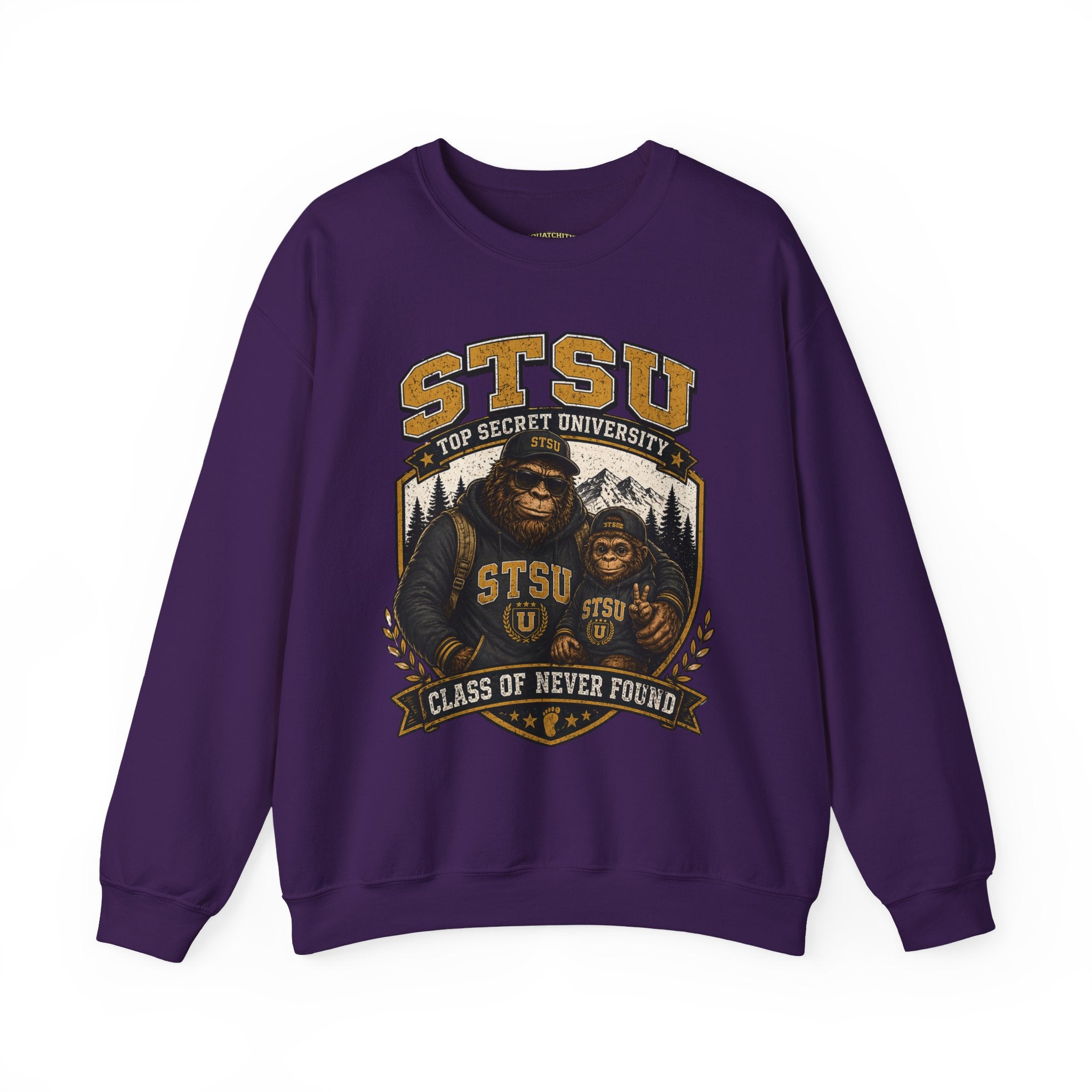 Squatchitis Top Secret University Bigfoot & son family Crewneck Sweatshirt