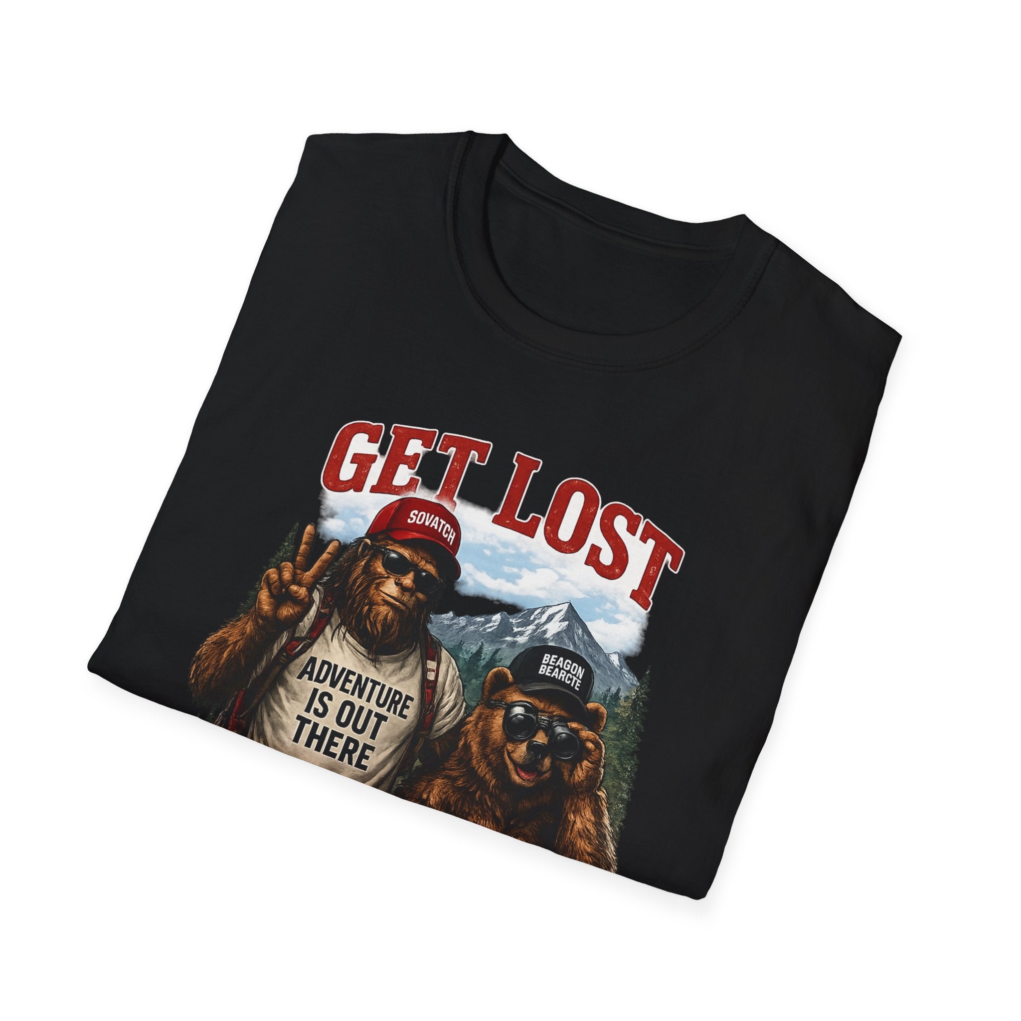 Lost in the Right Direction Bigfoot with Bear Buddy T-Shirt