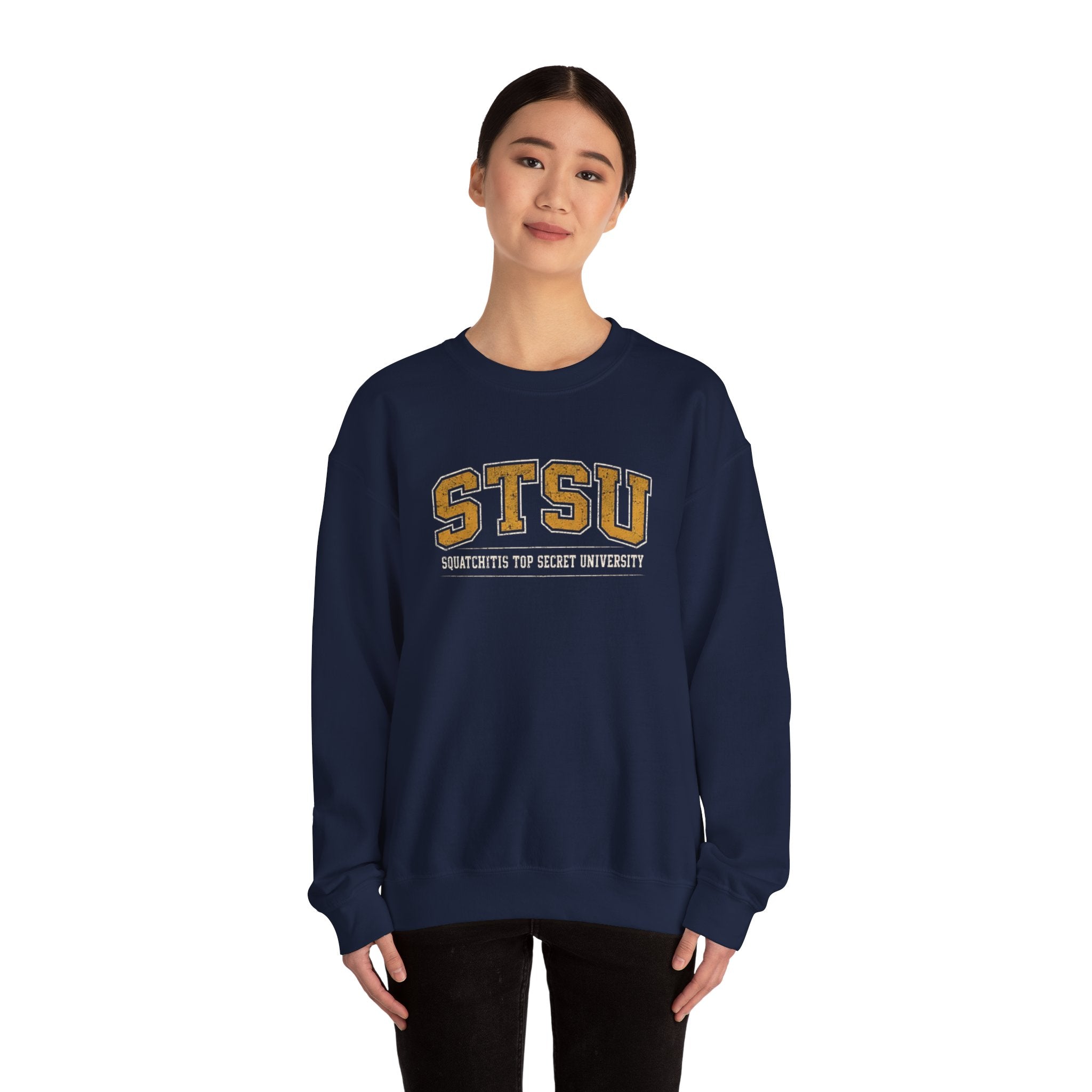 STSU Squatchitis Top Secret University Bigfoot Crewneck Sweatshirt