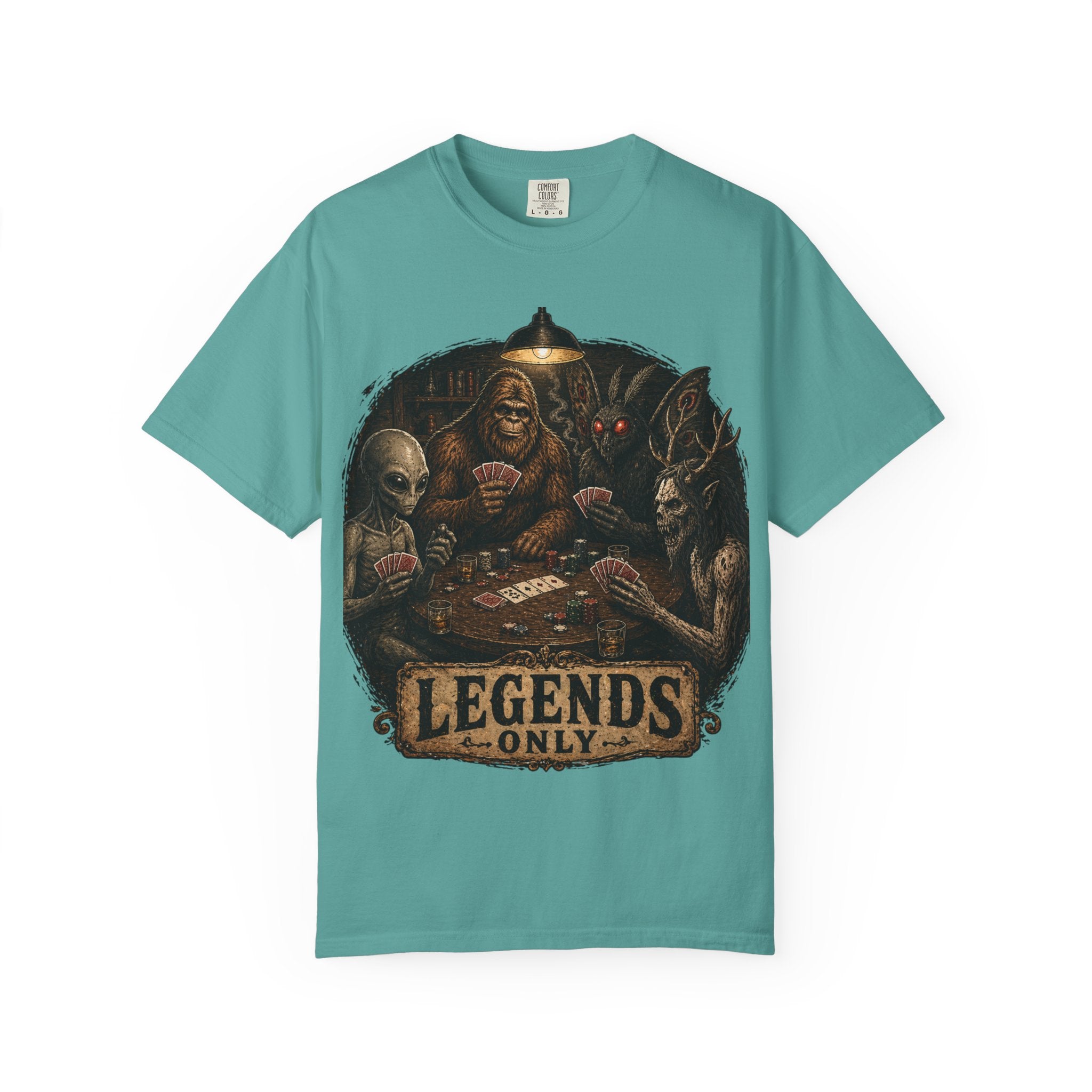 Cryptid Poker T-Shirt — Bigfoot & Legends Playing Cards