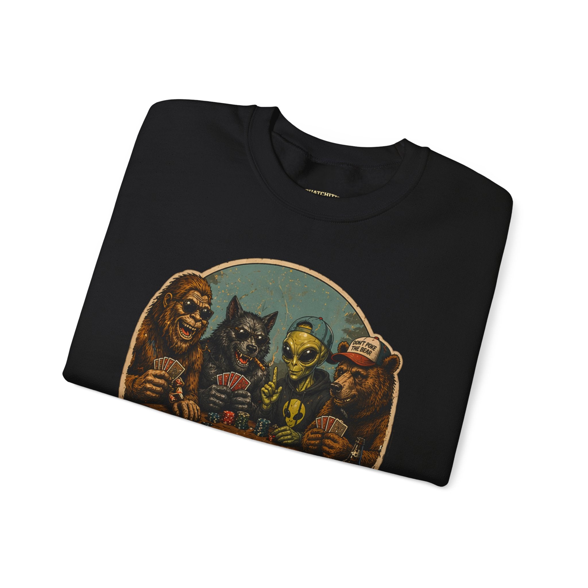 Squatchitis  Bigfoot poker Gang Crewneck Sweatshirt