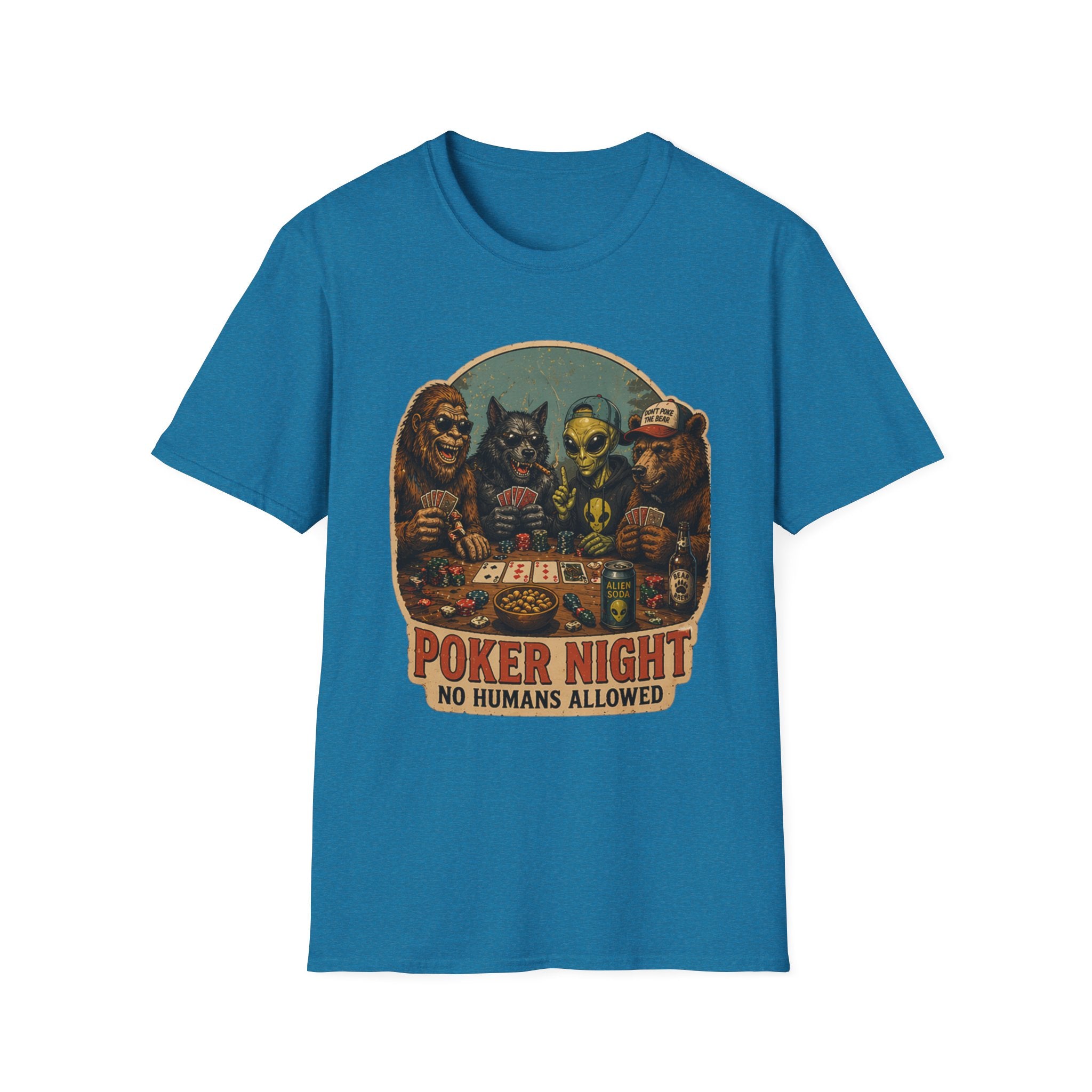 Poker Night - No Humans Allowed - Bigfoot and friends T-Shirt
