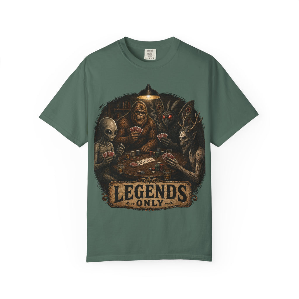 Cryptid Poker T-Shirt — Bigfoot & Legends Playing Cards