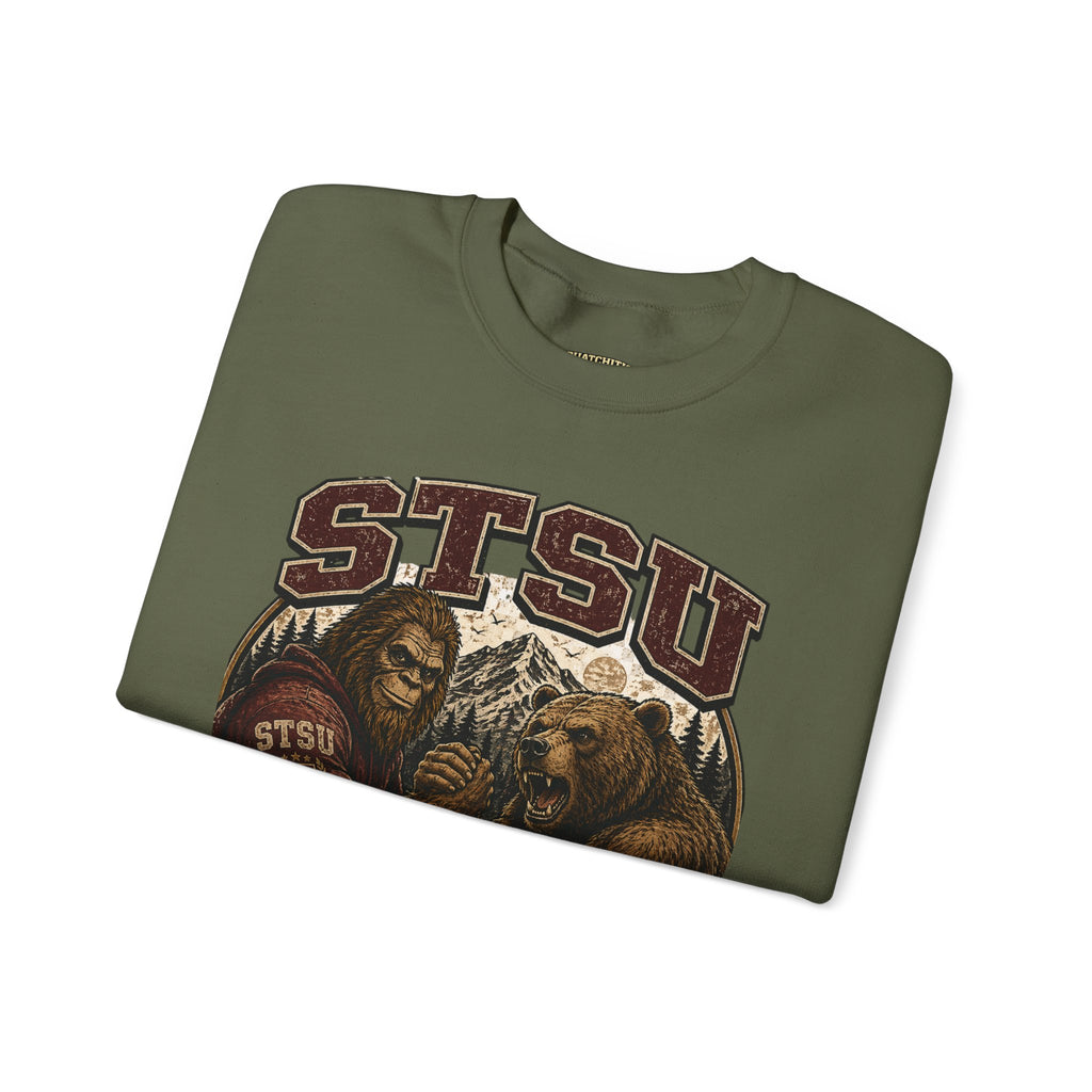 Squatchitis Top Secret University Bigfoot & Bear Crewneck Sweatshirt