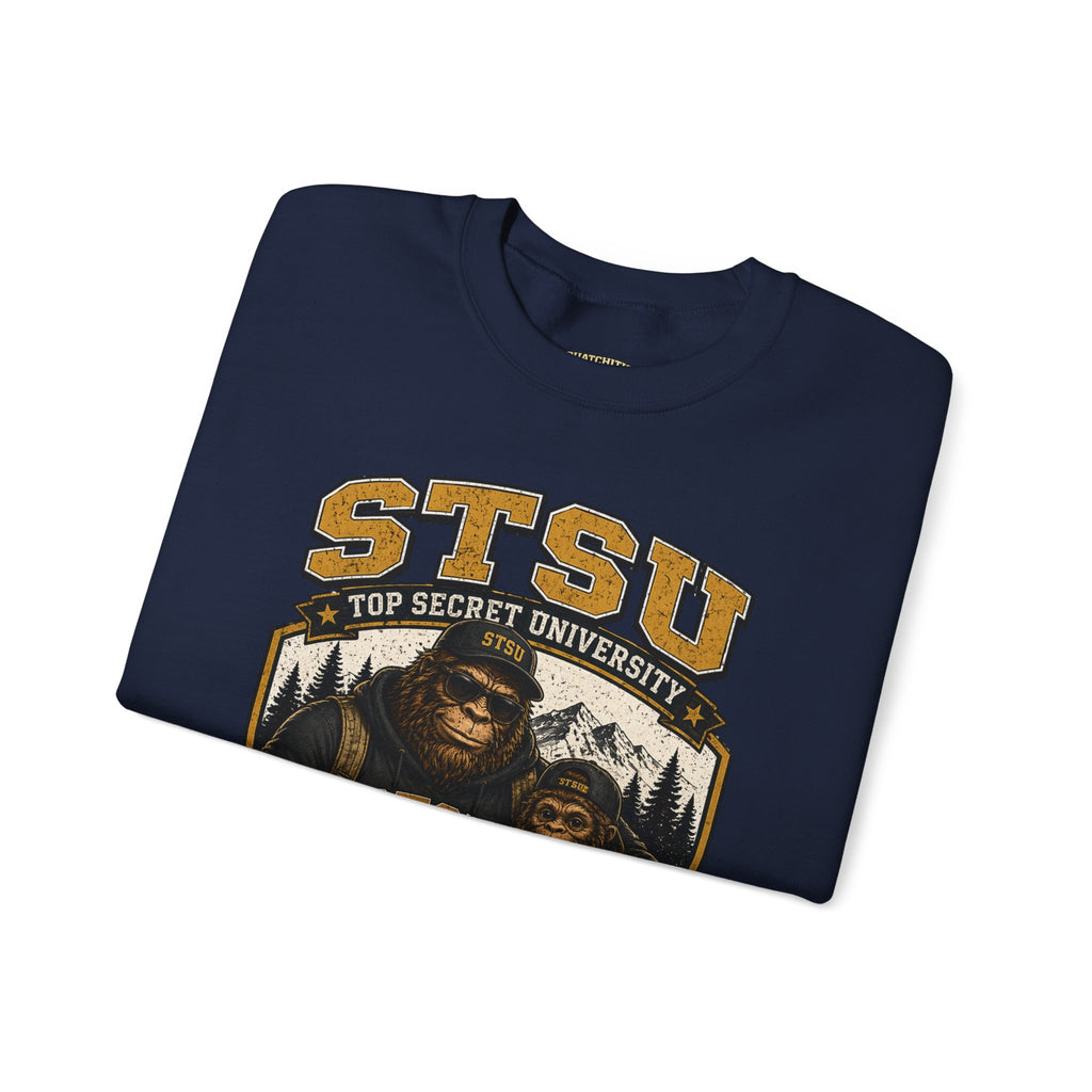 Squatchitis Top Secret University Bigfoot & son family Crewneck Sweatshirt