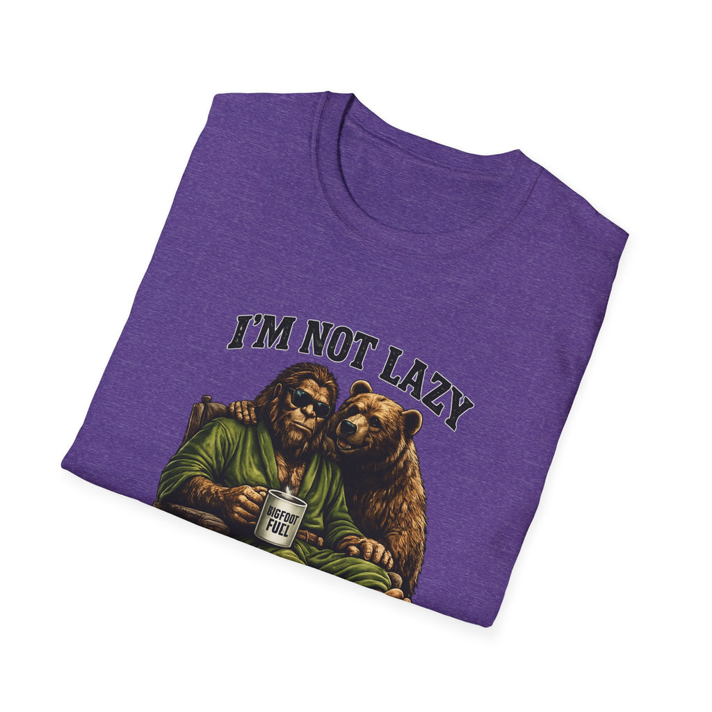 Squatch Mode Bigfoot with Coffee T-Shirt | Sasquatch Sitting with Bear Buddy
