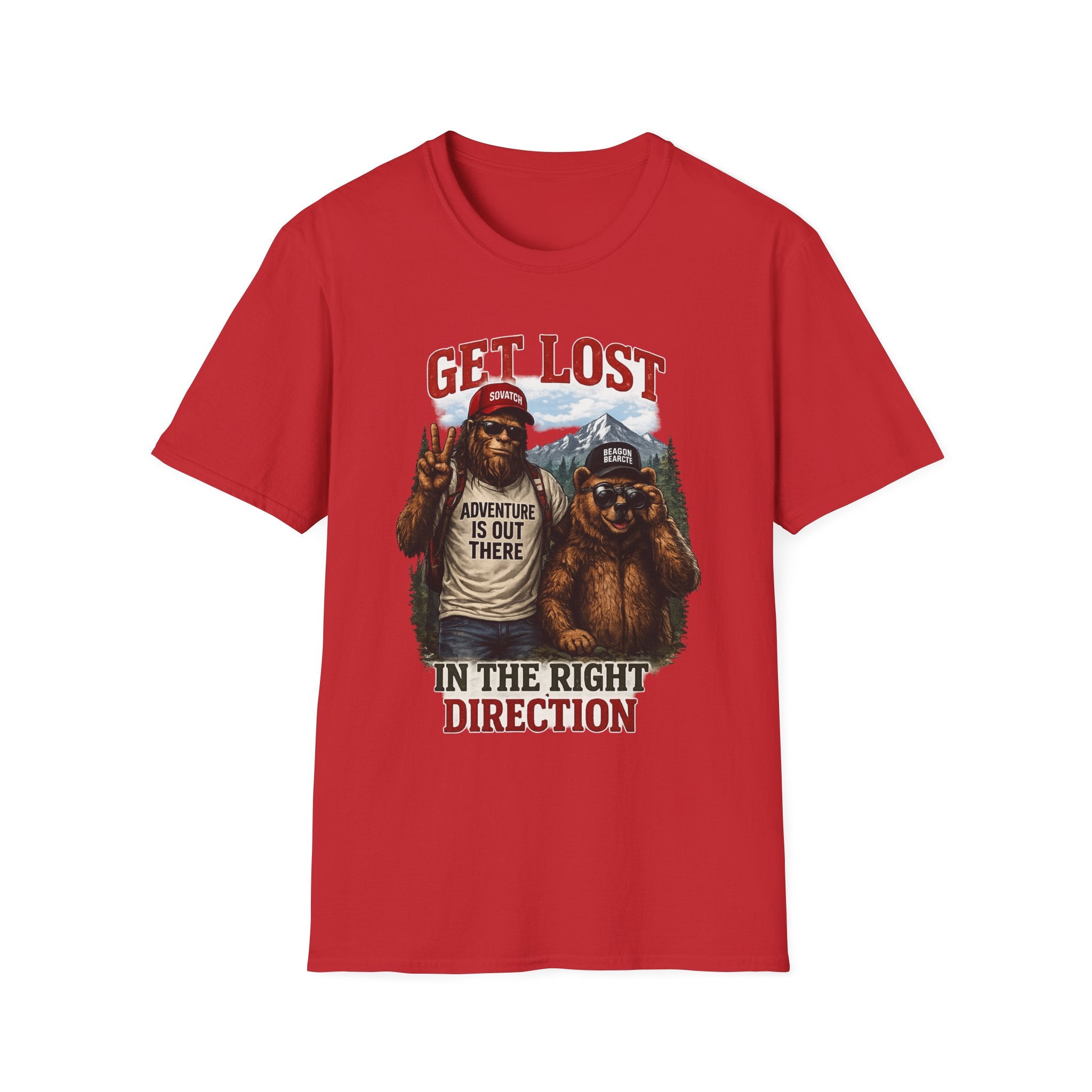 Lost in the Right Direction Bigfoot with Bear Buddy T-Shirt