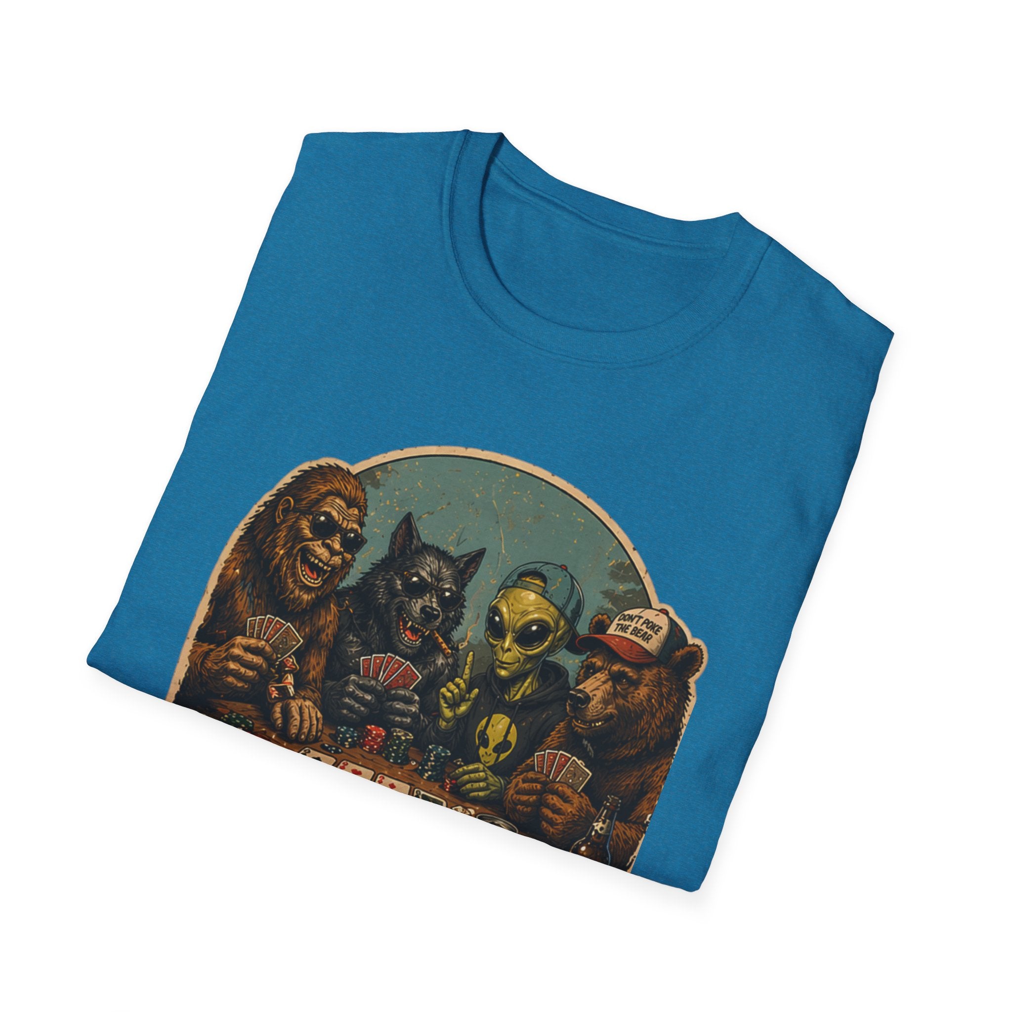 Poker Night - No Humans Allowed - Bigfoot and friends T-Shirt