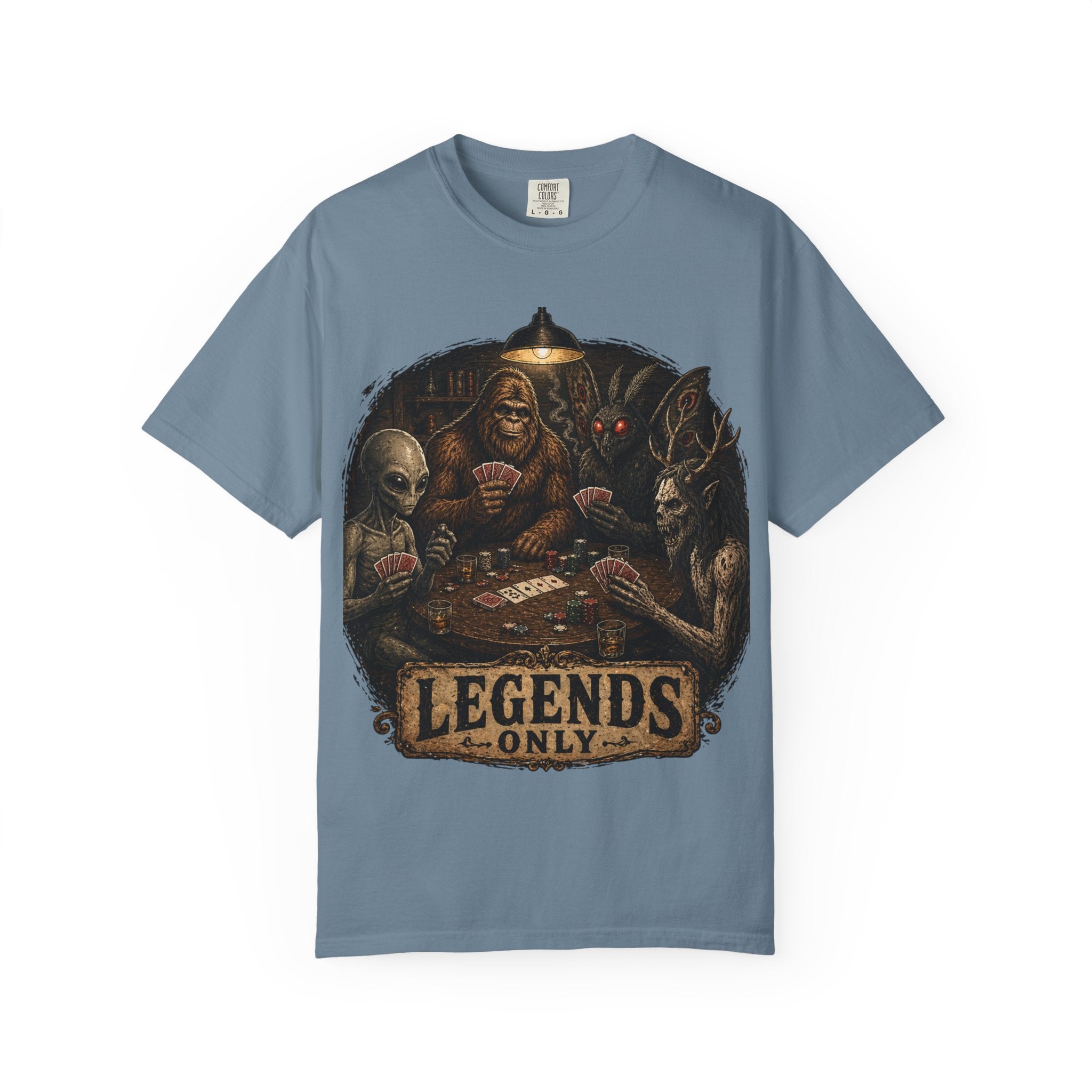 Cryptid Poker T-Shirt — Bigfoot & Legends Playing Cards