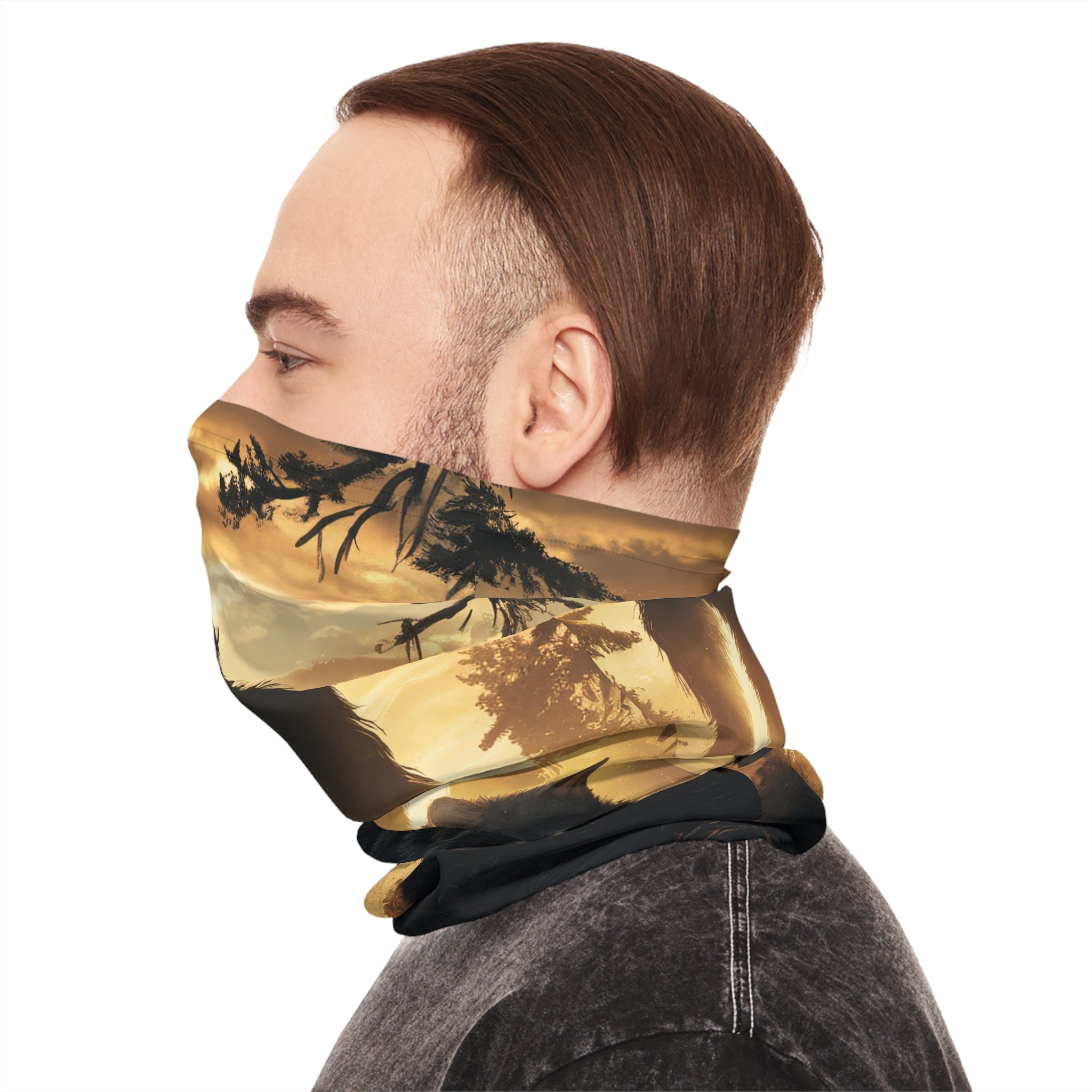 Bigfoot and his wolf Midweight Neck Gaiter