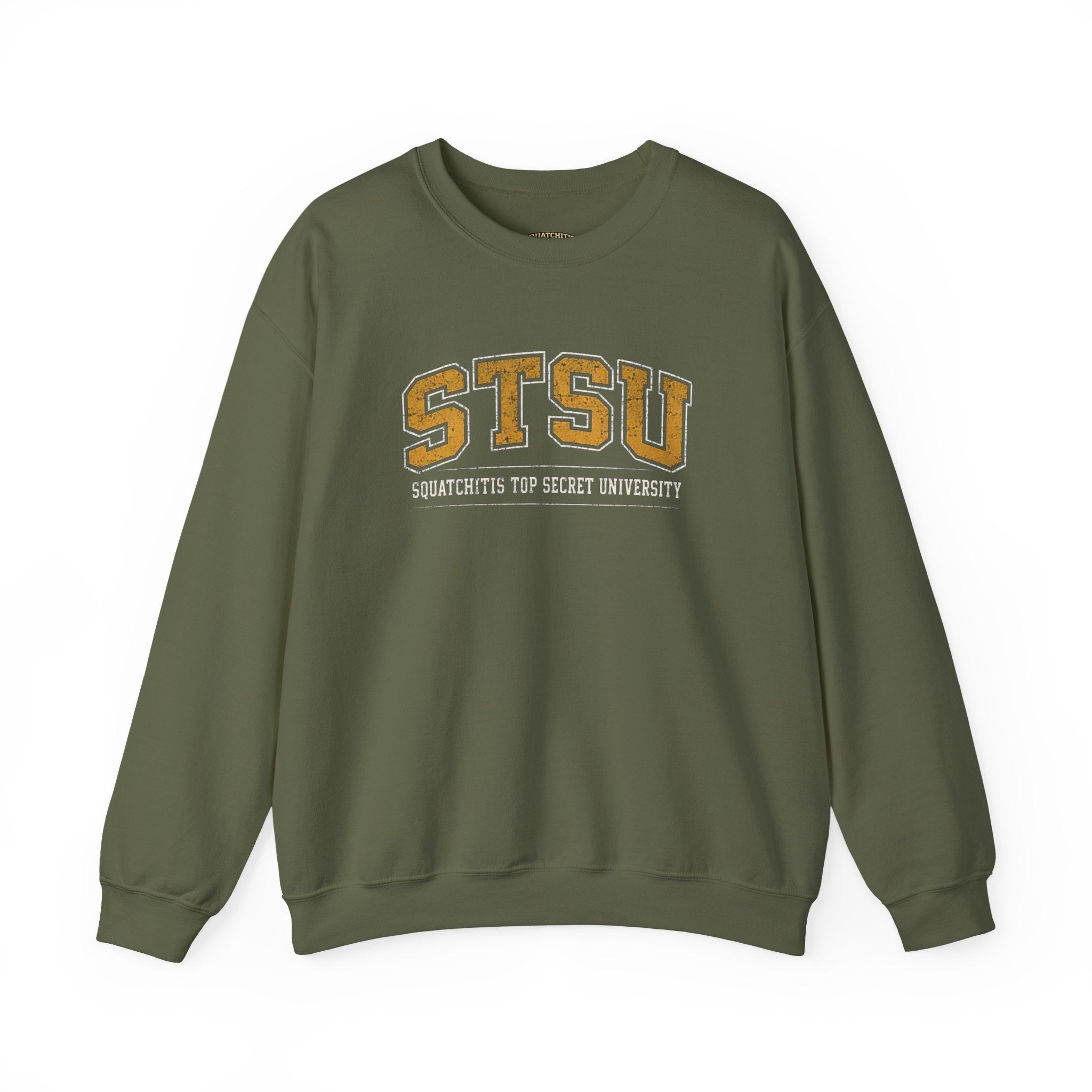 STSU Squatchitis Top Secret University Bigfoot Crewneck Sweatshirt