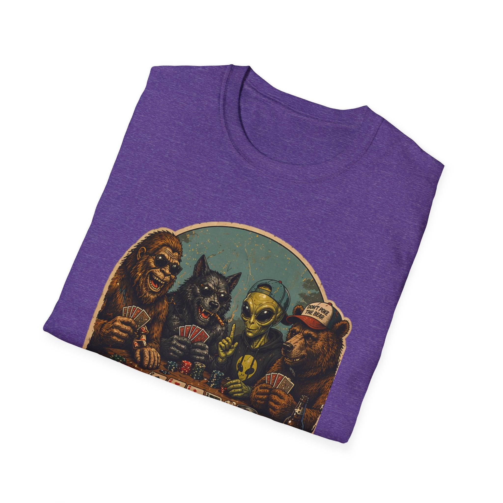 Poker Night - No Humans Allowed - Bigfoot and friends T-Shirt