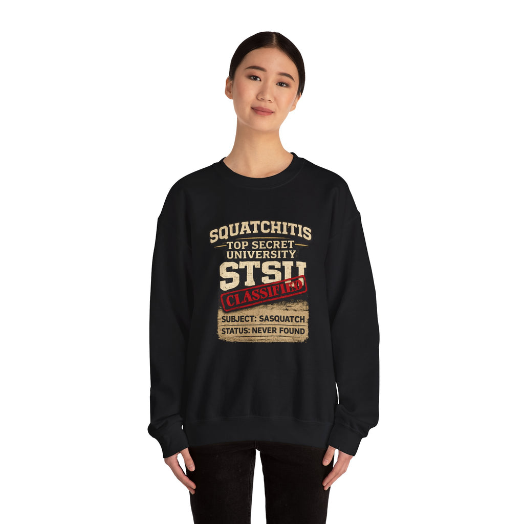 Classified Squatchitis Top Secret University Bigfoot Crewneck Sweatshirt