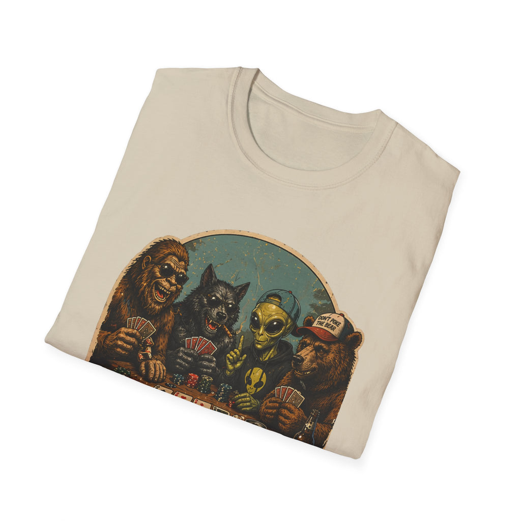 Poker Night - No Humans Allowed - Bigfoot and friends T-Shirt