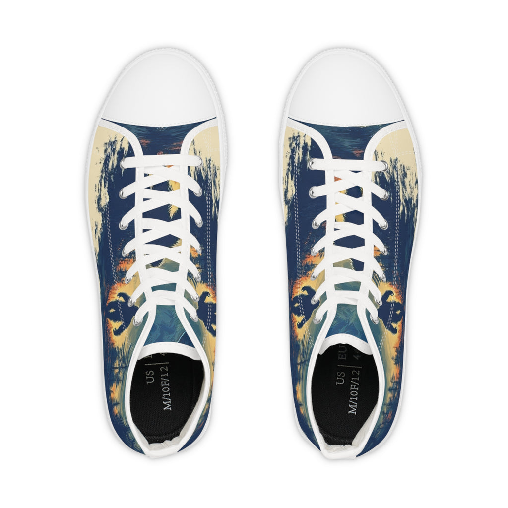 Bigfoot Walking in the Woods at Sunset Men's High Top Sneakers