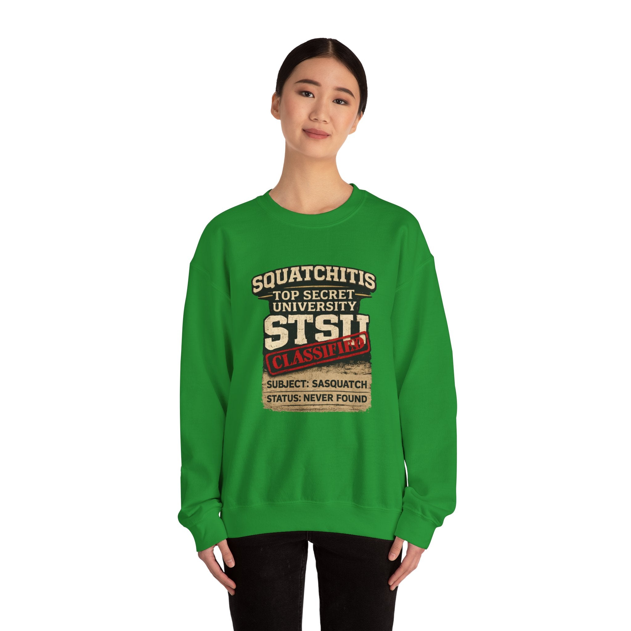 Classified Squatchitis Top Secret University Bigfoot Crewneck Sweatshirt