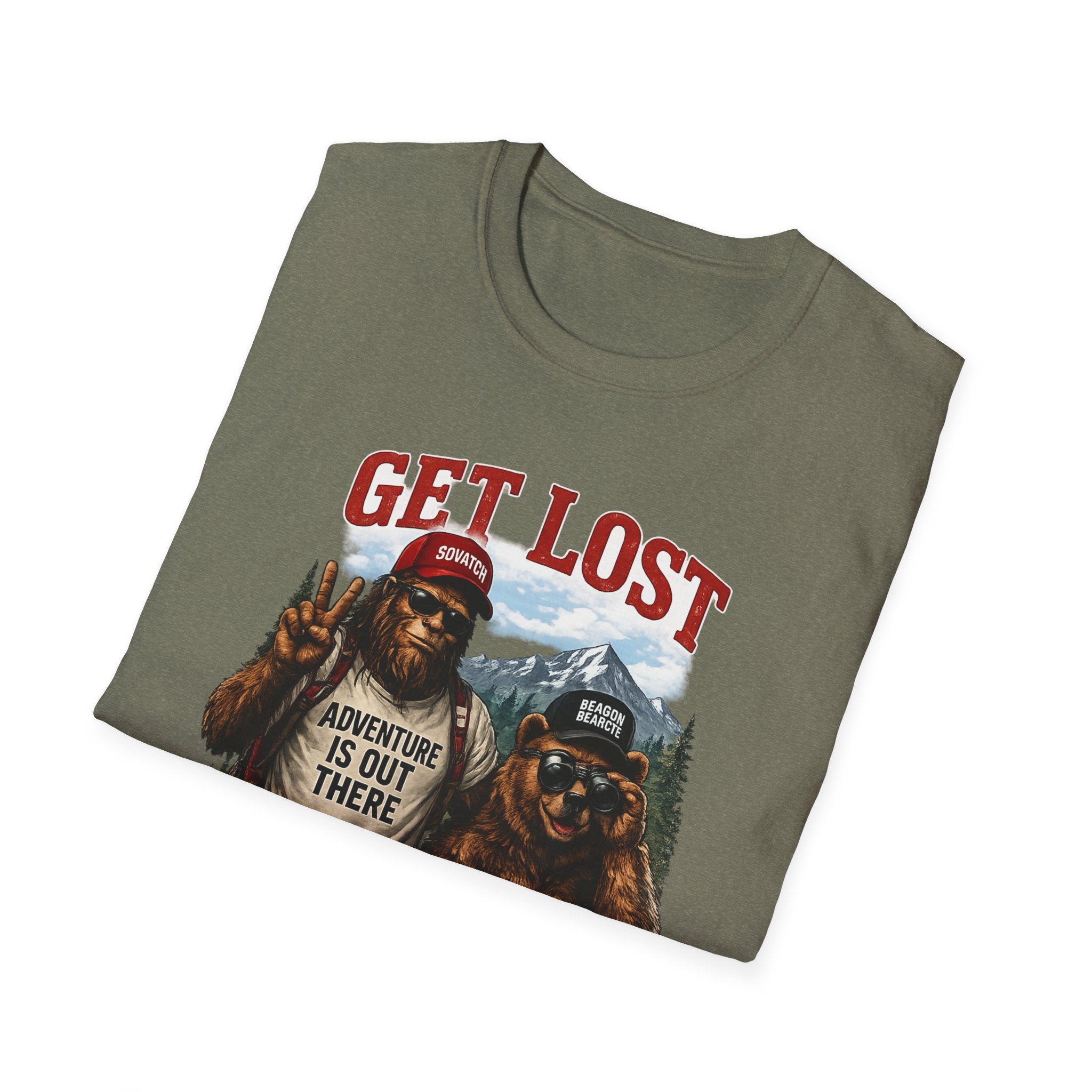 Lost in the Right Direction Bigfoot with Bear Buddy T-Shirt