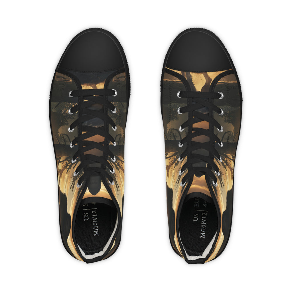 Bigfoot Forest Sneakers Men's High Top Sneakers | Sasquatch Woodland Design