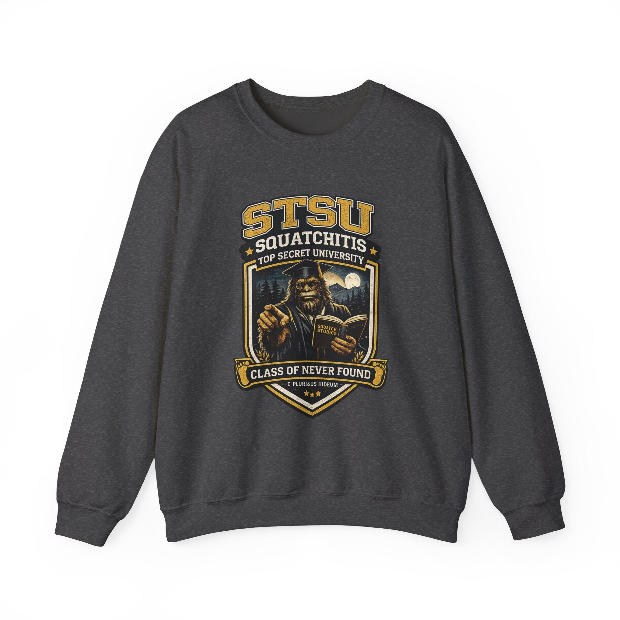 Squatchitis Top Secret University Sweatshirt | Sasquatch College Logo