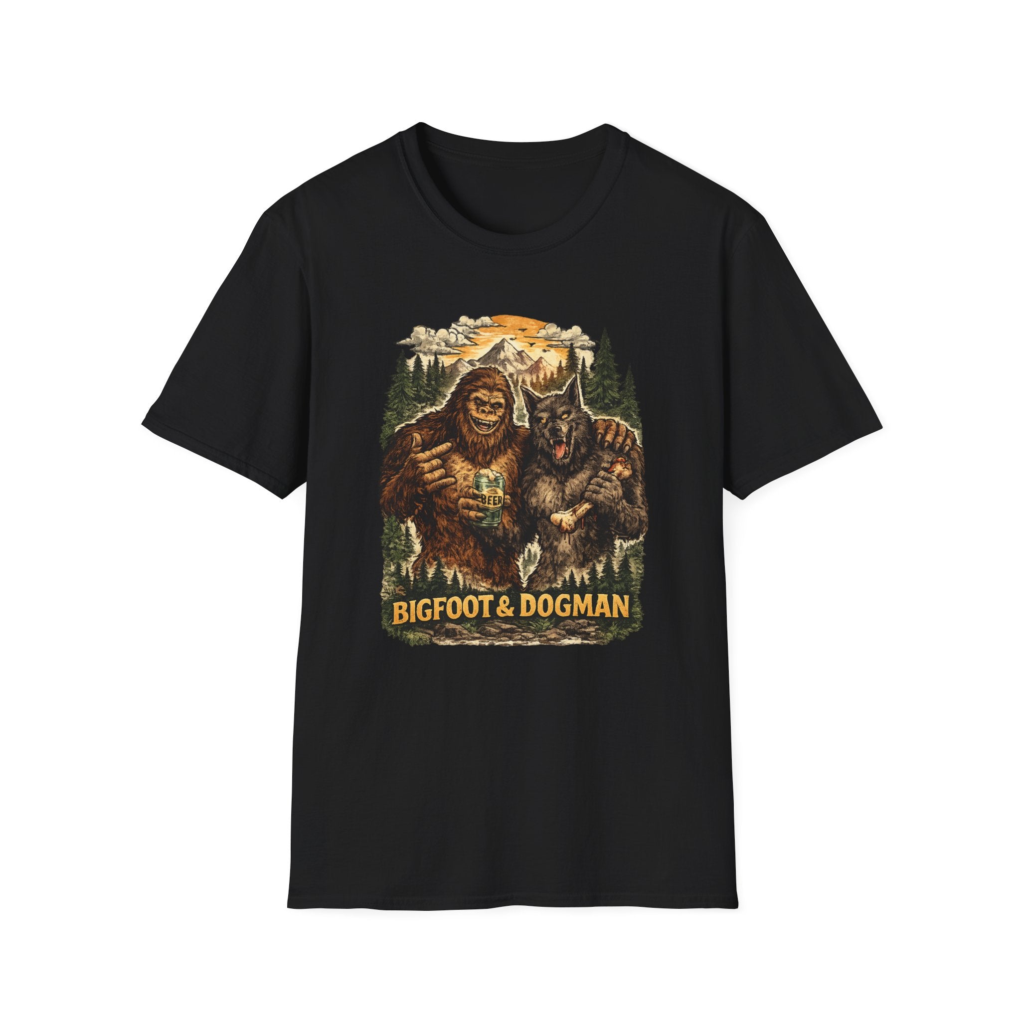 Bigfoot & Dog Man Buddy T-Shirt