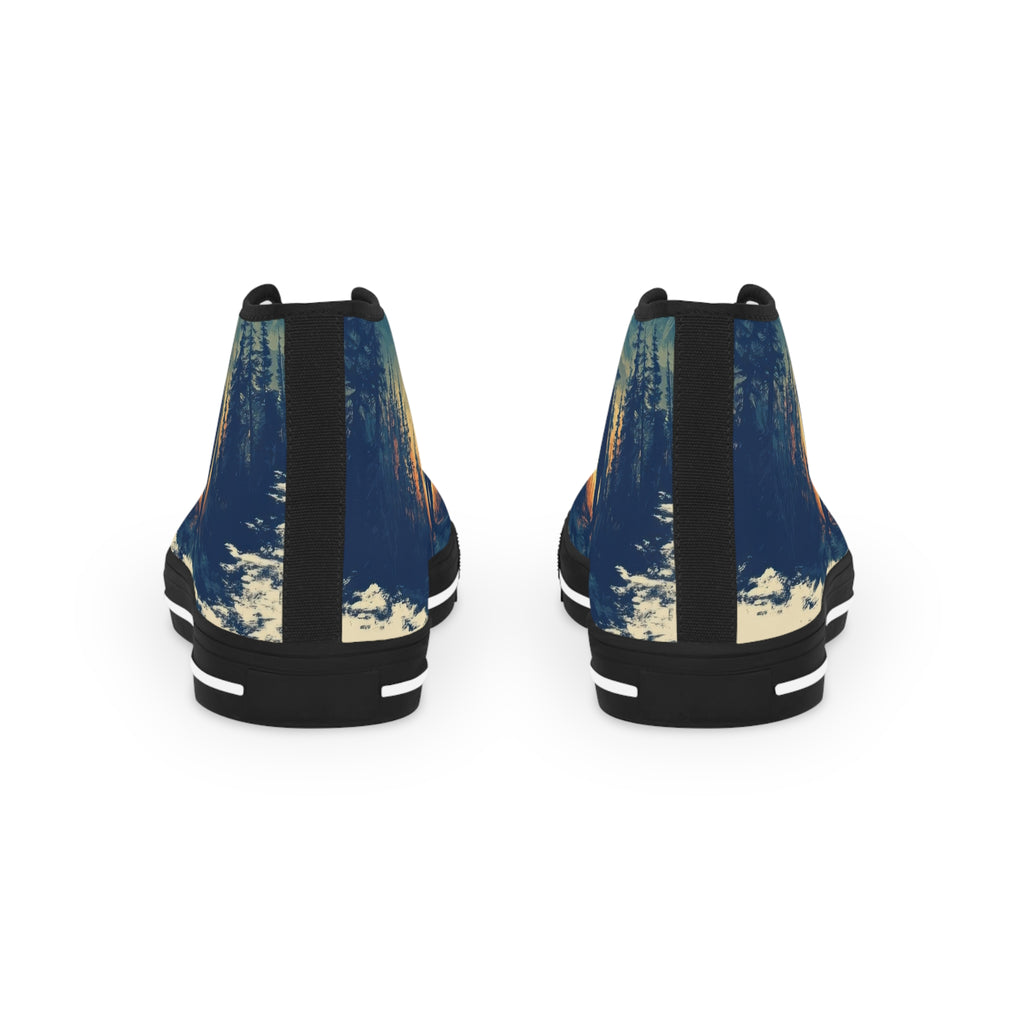 Bigfoot Walking in the Woods at Sunset Men's High Top Sneakers