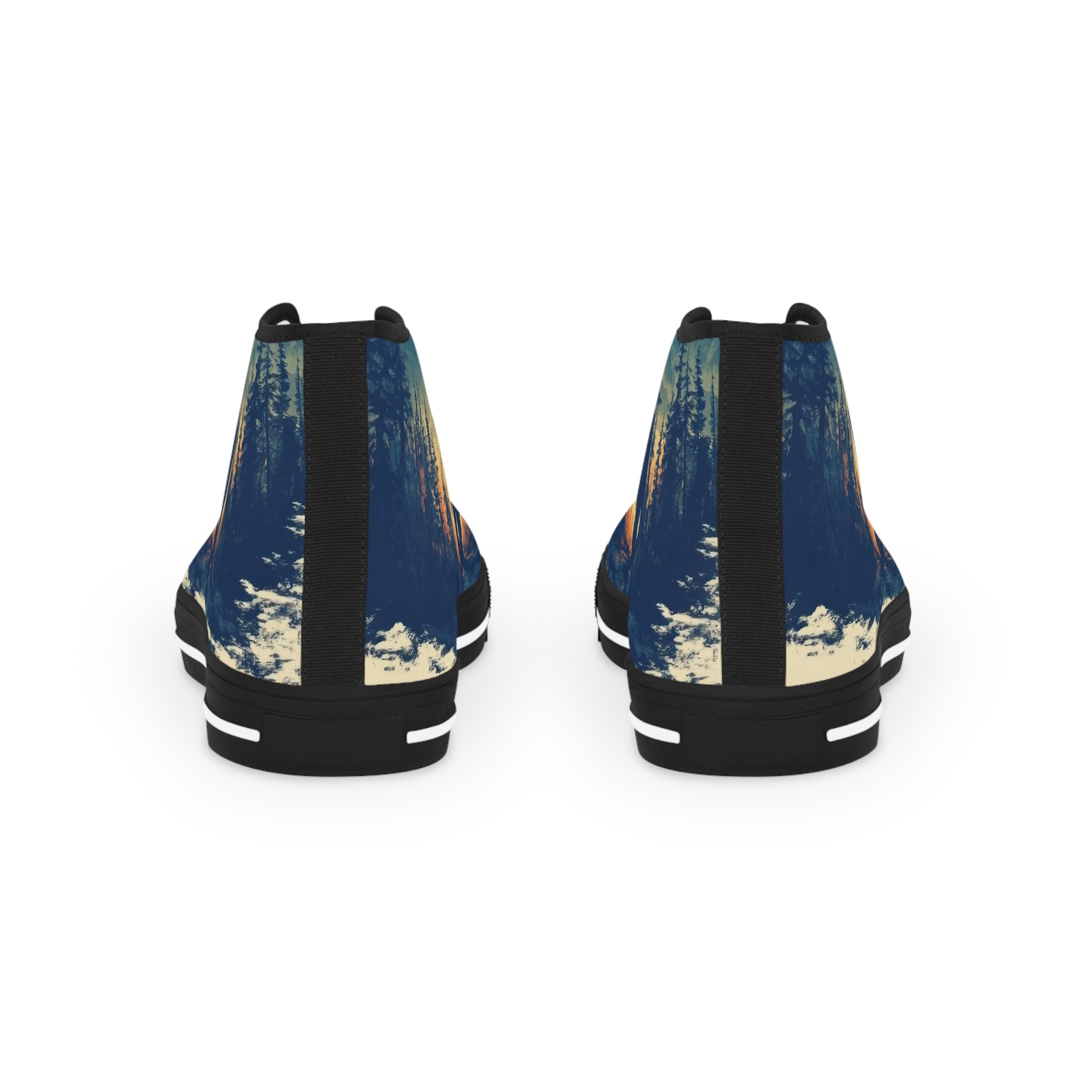 Bigfoot Walking in the Woods at Sunset Men's High Top Sneakers