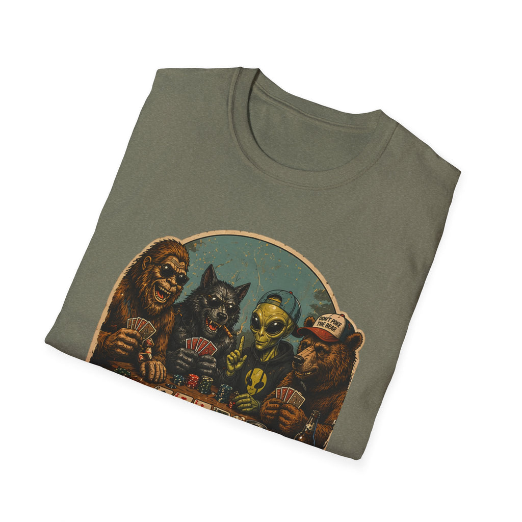 Poker Night - No Humans Allowed - Bigfoot and friends T-Shirt