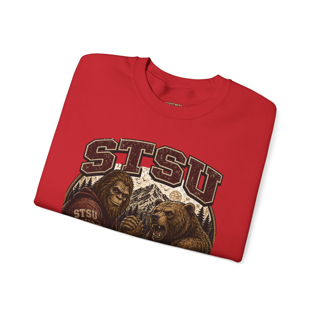 Squatchitis Top Secret University Bigfoot & Bear Crewneck Sweatshirt
