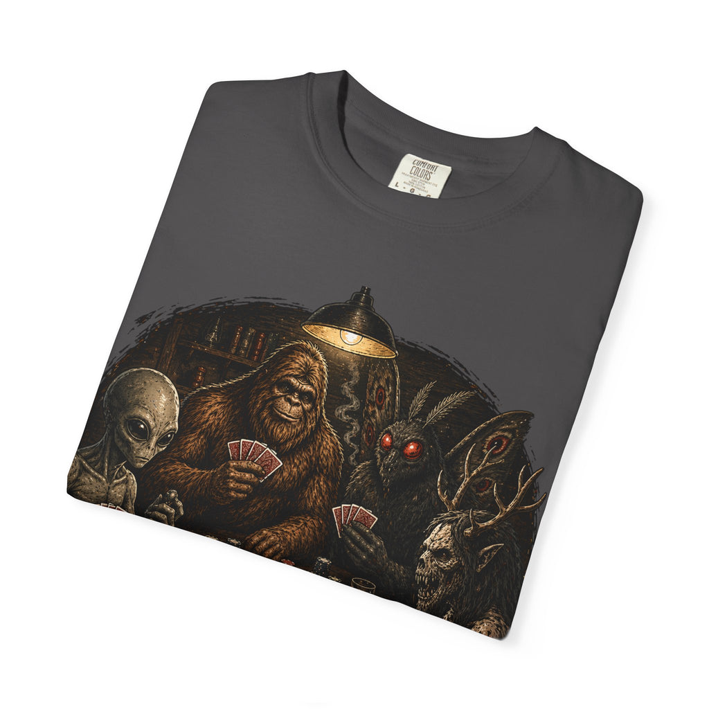 Cryptid Poker T-Shirt — Bigfoot & Legends Playing Cards