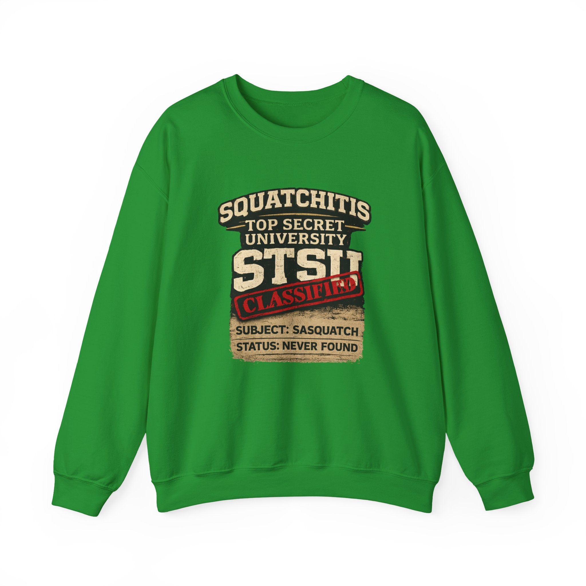 Classified Squatchitis Top Secret University Bigfoot Crewneck Sweatshirt