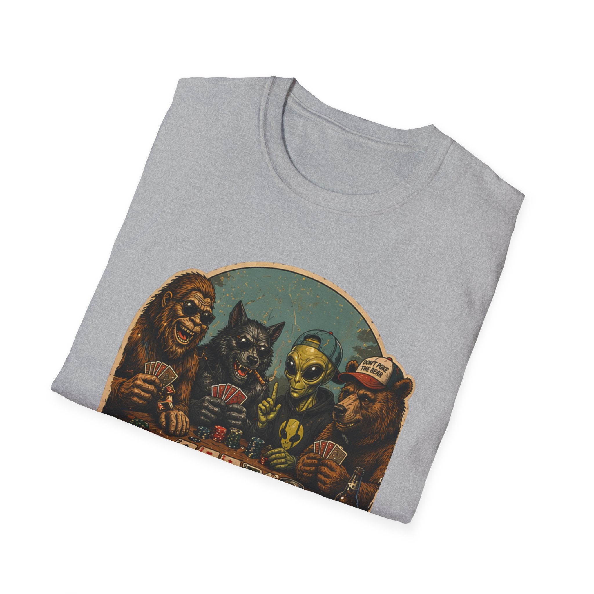 Poker Night - No Humans Allowed - Bigfoot and friends T-Shirt