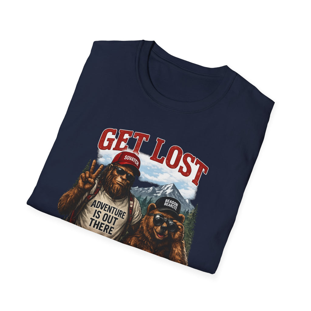 Lost in the Right Direction Bigfoot with Bear Buddy T-Shirt