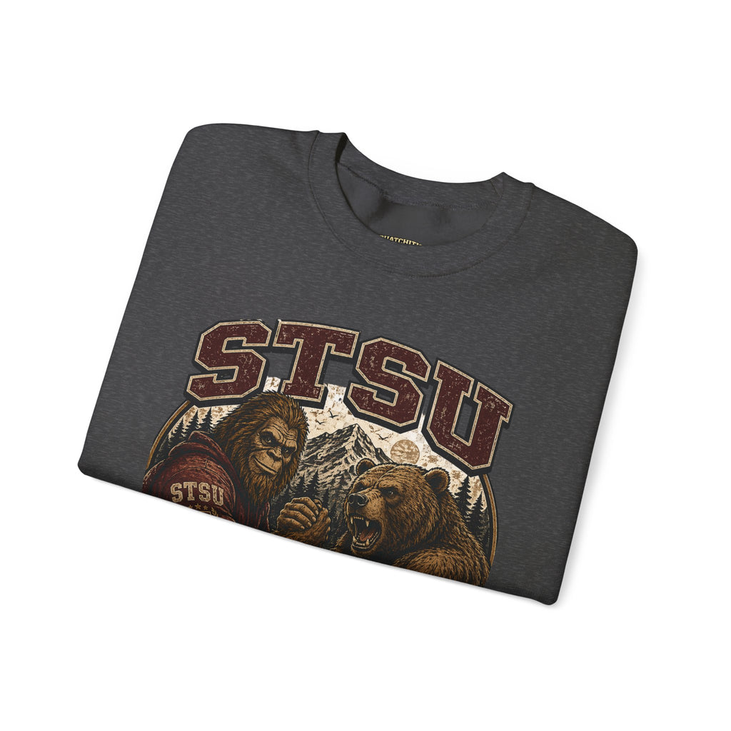Squatchitis Top Secret University Bigfoot & Bear Crewneck Sweatshirt