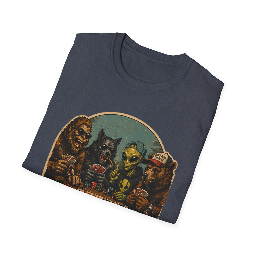 Poker Night - No Humans Allowed - Bigfoot and friends T-Shirt