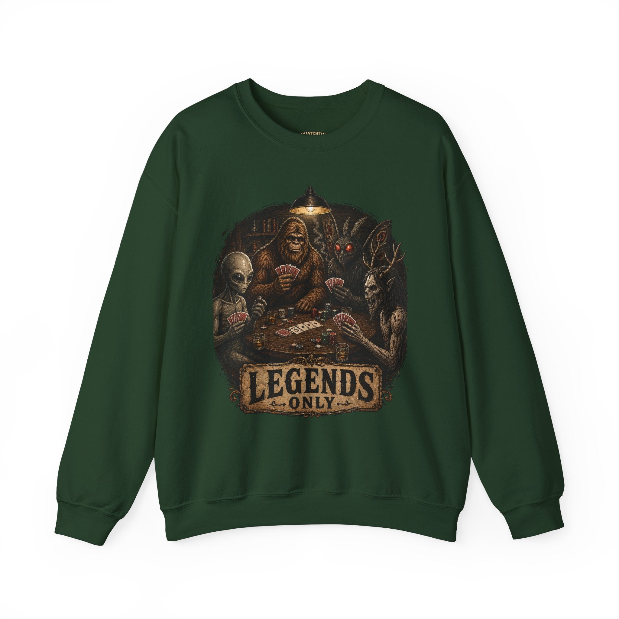 Squatchitis  Bigfoot cryptid poker Gang Crewneck Sweatshirt