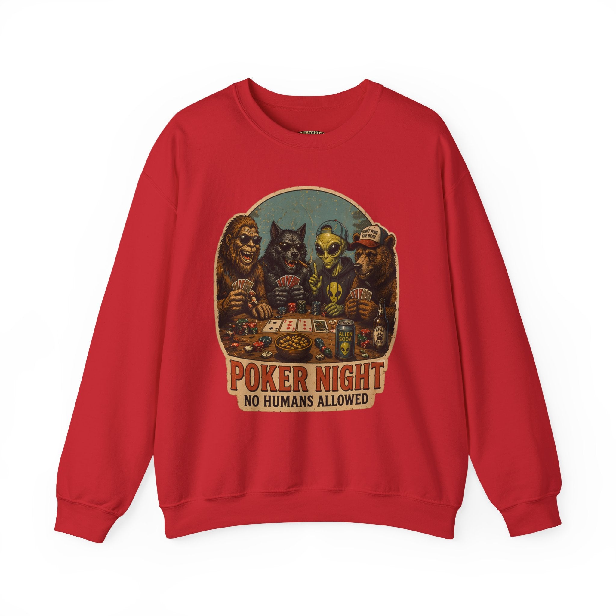 Squatchitis  Bigfoot poker Gang Crewneck Sweatshirt