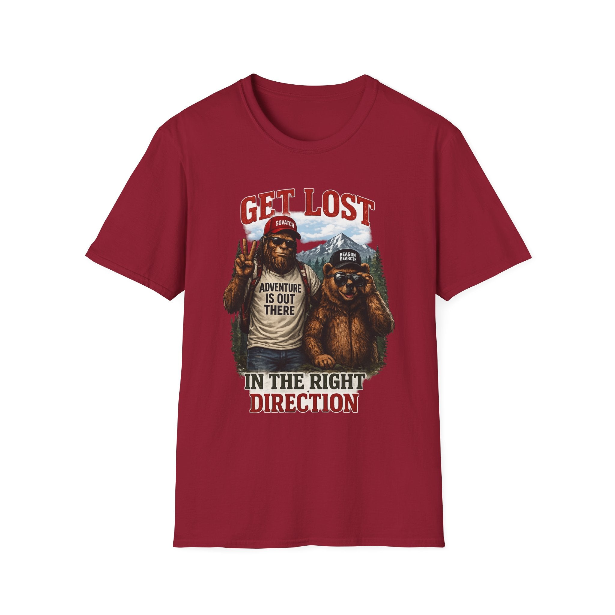 Lost in the Right Direction Bigfoot with Bear Buddy T-Shirt