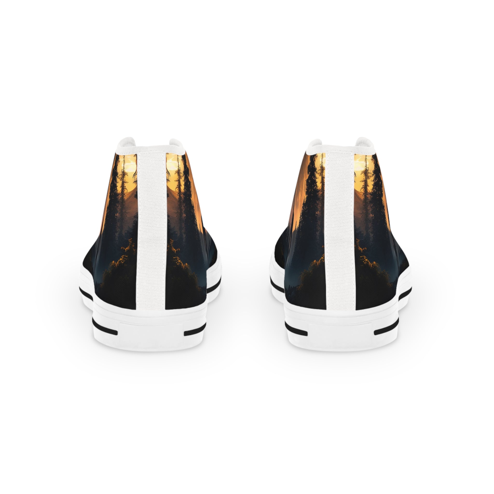 Bigfoot Sunset Mountain Sneakers High Top Sneakers | Mountain Creature Graphic